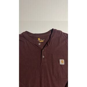 Carhartt Men's XL Maroon Henley Short Sleeve Pocket T-Shirt Workwear